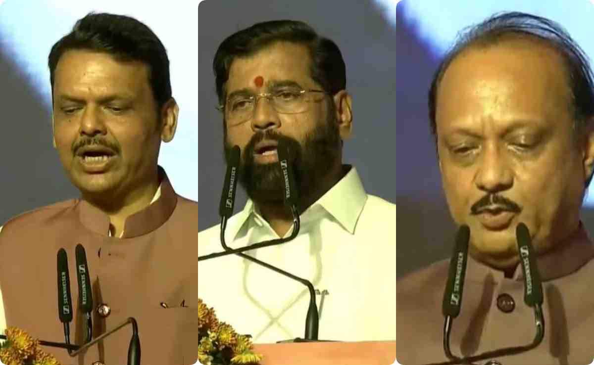 देवेंद्र फडणवीस तिसऱ्यांदा महाराष्ट्राचे मुख्यमंत्री, अजित पवार आणि एकनाथ शिंदे यांनी उपमुख्यमंत्रीपदाची शपथ घेतली.